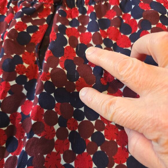 Diane Von Furstenberg Aleni Blouse Women's 4 Red Navy Rust Silk Circle Print - Picture 9 of 12